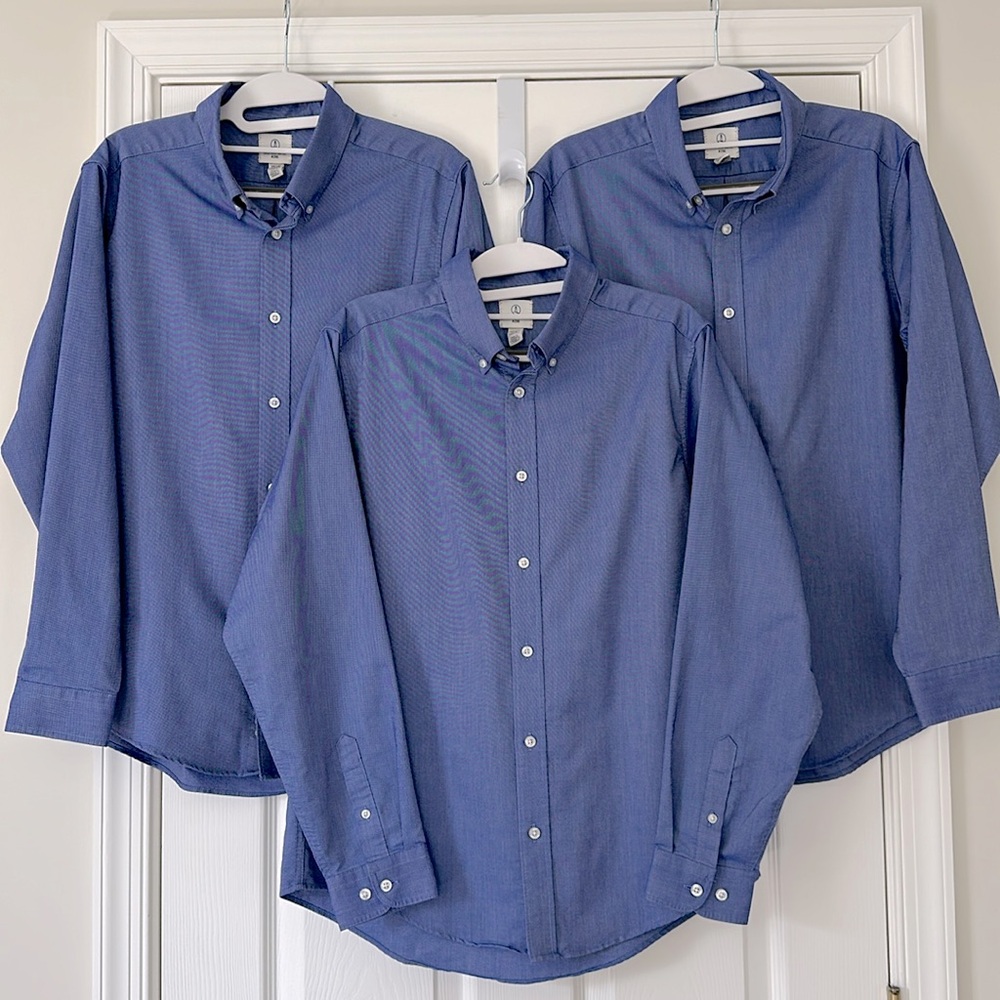 3 Lands’ End Uniform Shirts Wrinkle Resistant Oxford Button Down Boys Size 18
